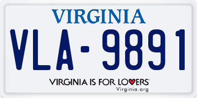 VA license plate VLA9891