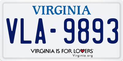 VA license plate VLA9893