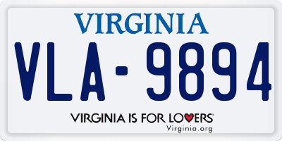 VA license plate VLA9894