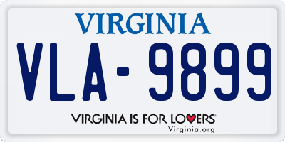 VA license plate VLA9899