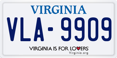 VA license plate VLA9909