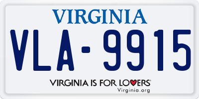 VA license plate VLA9915