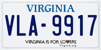 VA license plate VLA9917