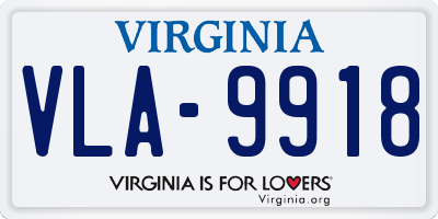 VA license plate VLA9918