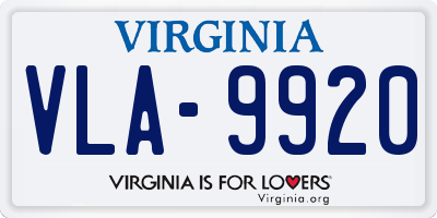 VA license plate VLA9920