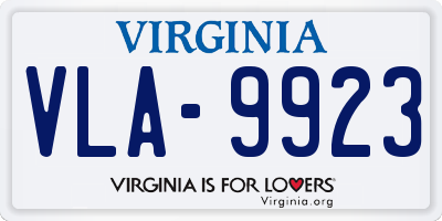 VA license plate VLA9923