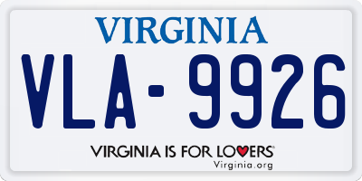 VA license plate VLA9926
