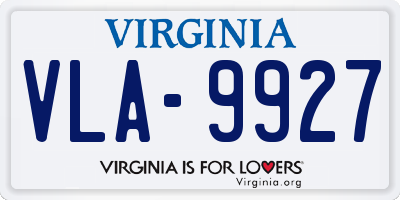VA license plate VLA9927