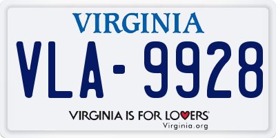 VA license plate VLA9928