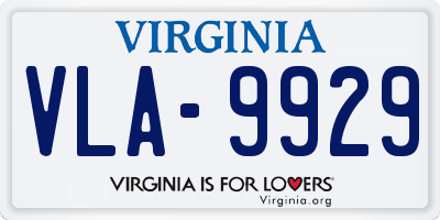 VA license plate VLA9929