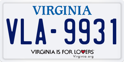 VA license plate VLA9931