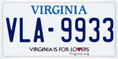 VA license plate VLA9933