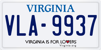 VA license plate VLA9937