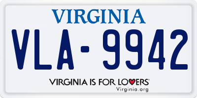 VA license plate VLA9942