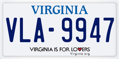 VA license plate VLA9947