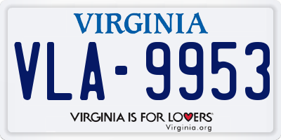 VA license plate VLA9953