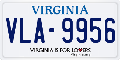 VA license plate VLA9956