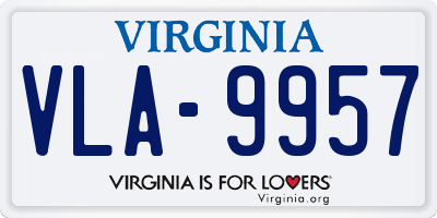 VA license plate VLA9957