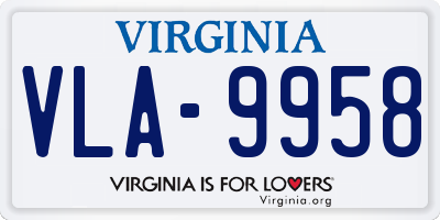 VA license plate VLA9958