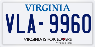 VA license plate VLA9960
