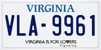 VA license plate VLA9961