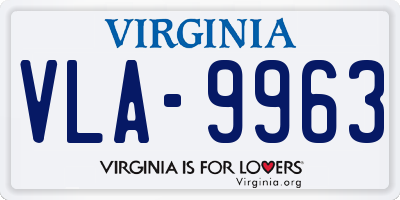 VA license plate VLA9963