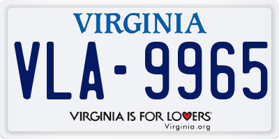 VA license plate VLA9965