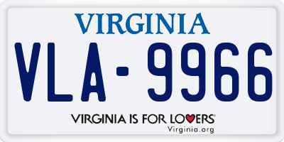 VA license plate VLA9966