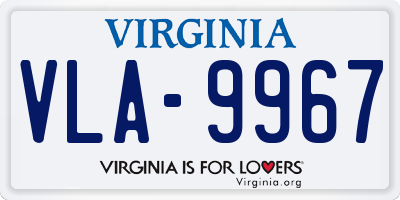 VA license plate VLA9967
