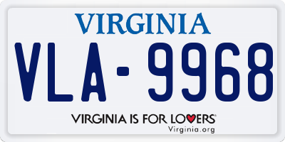 VA license plate VLA9968