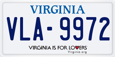 VA license plate VLA9972