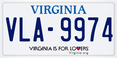 VA license plate VLA9974