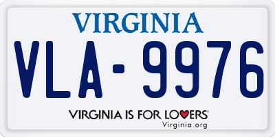 VA license plate VLA9976