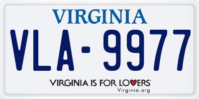 VA license plate VLA9977