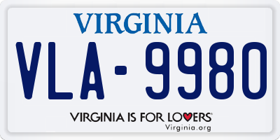VA license plate VLA9980