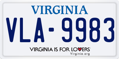 VA license plate VLA9983