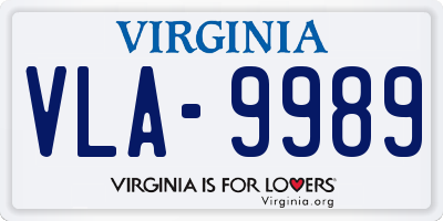 VA license plate VLA9989