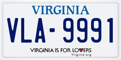 VA license plate VLA9991