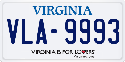 VA license plate VLA9993