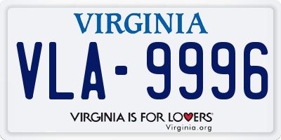 VA license plate VLA9996