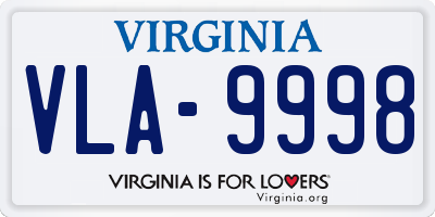 VA license plate VLA9998