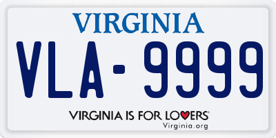 VA license plate VLA9999