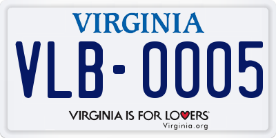 VA license plate VLB0005