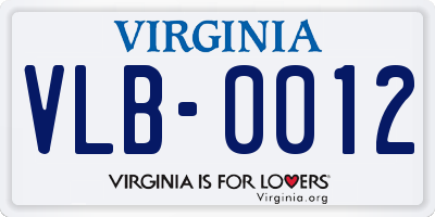 VA license plate VLB0012