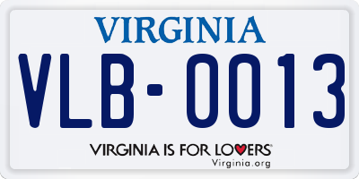 VA license plate VLB0013