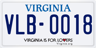 VA license plate VLB0018