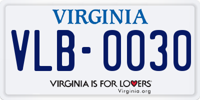 VA license plate VLB0030
