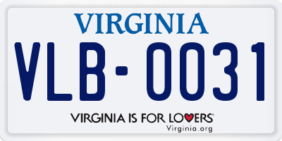 VA license plate VLB0031