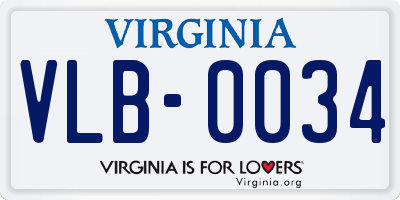 VA license plate VLB0034