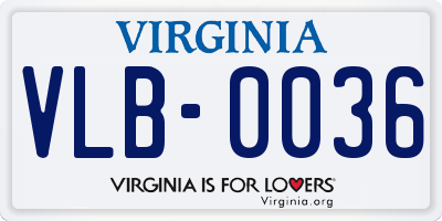 VA license plate VLB0036